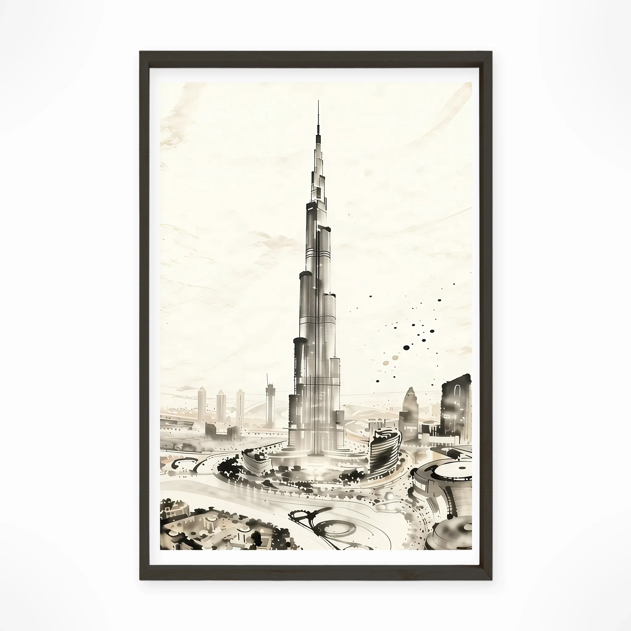 Dubai | Burj Khalifa — Sumi-e Zen Ink framed fine art interior preview