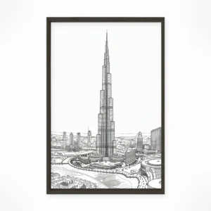 Dubai | Burj Khalifa — Urban Sketch framed fine art interior preview