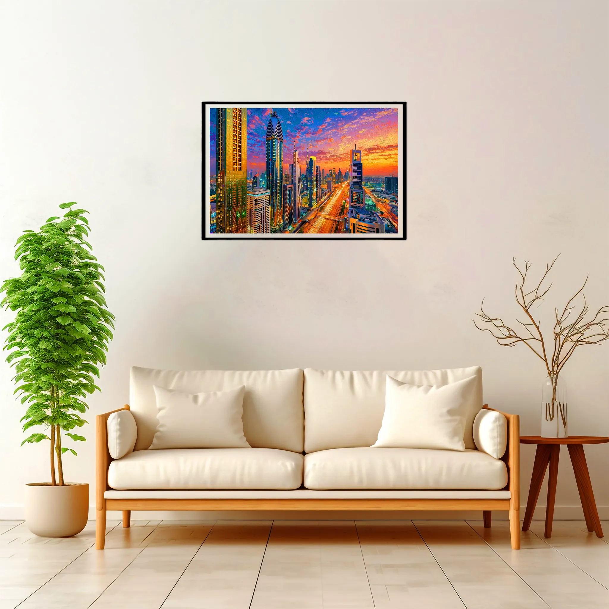 Dubai | Sheikh Zayed Road — Impressionist Dream framed fine art interior preview
