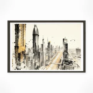 Dubai | Sheikh Zayed Road — Sumi-e Zen Ink framed fine art interior preview