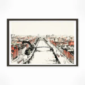 Dublin | Panorama — Sumi-e Zen Ink framed fine art interior preview