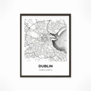 Dublin | Map — Urban Sketch framed fine art interior preview
