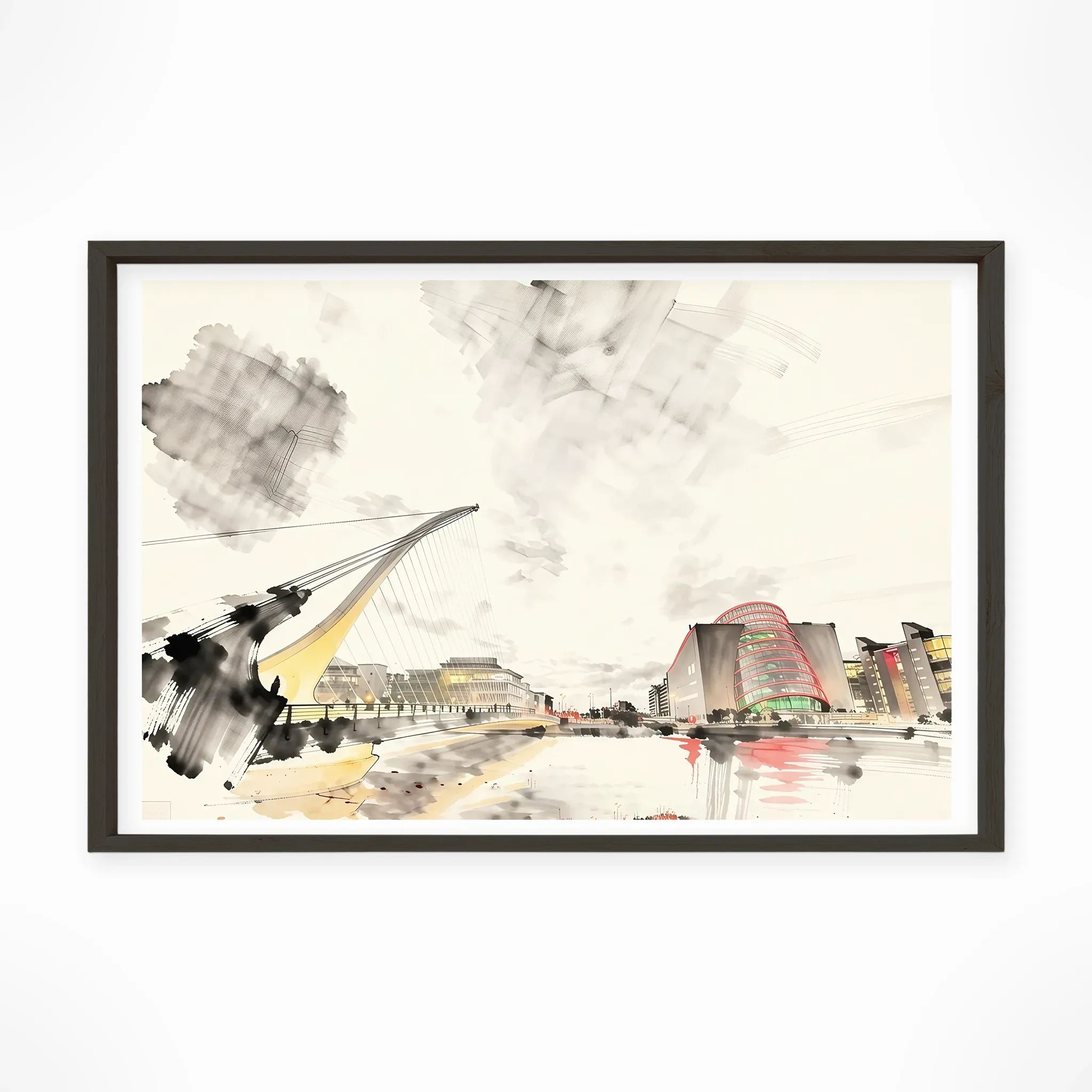 Dublin | Samuel Beckett Bridge — Sumi-e Zen Ink framed fine art interior preview