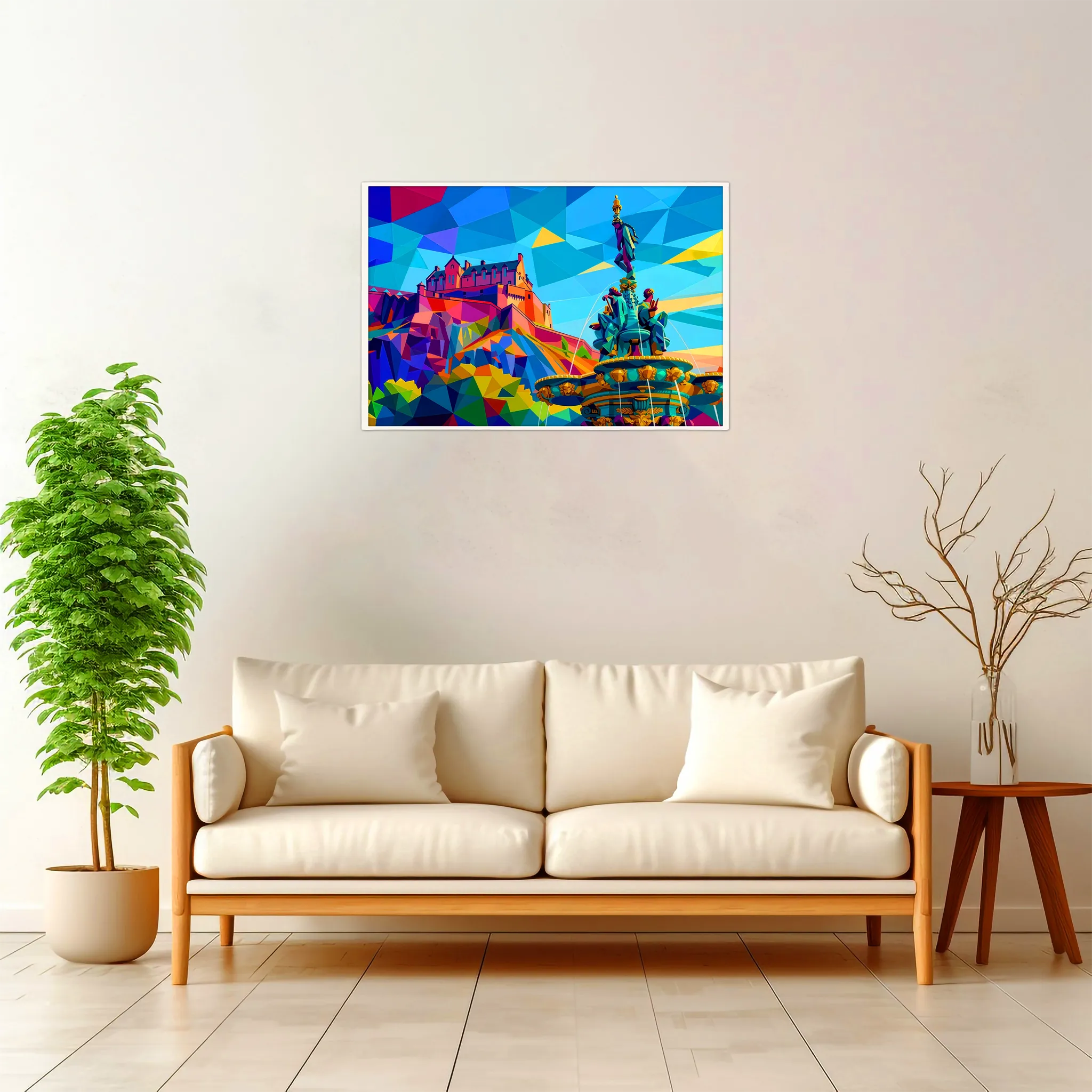 Edinburgh | Castle — Geometric Mosaic framed fine art interior preview