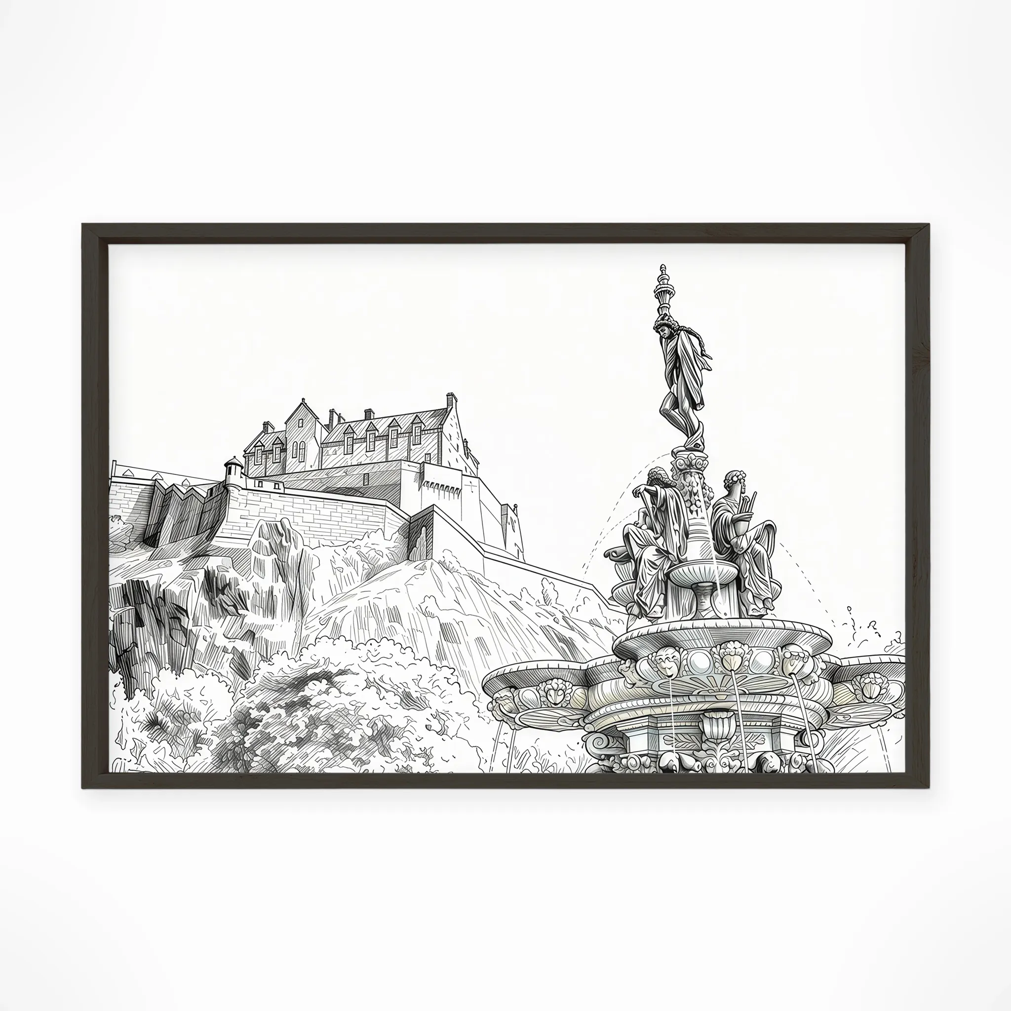 Edinburgh | Castle — Urban Sketch framed fine art interior preview