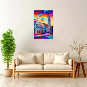 Florence | Duomo Square — Geometric Mosaic framed fine art interior preview