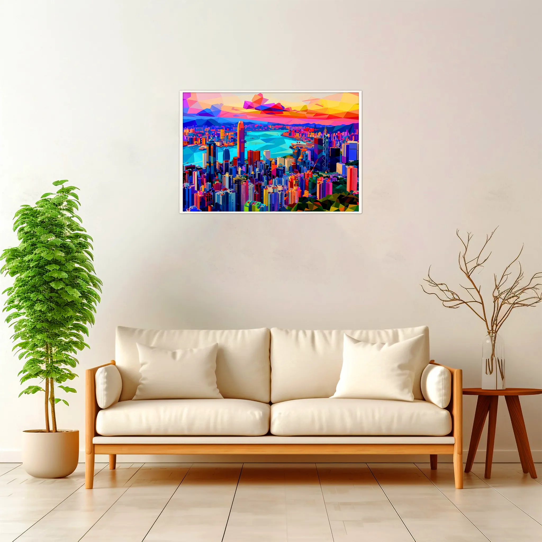 Hong Kong | Panoramic View — Geometric Mosaic framed fine art interior preview