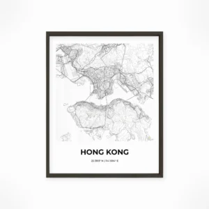 Hong Kong | Map — Urban Sketch framed fine art interior preview