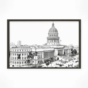 Havana | El Capitolio — Urban Sketch framed fine art interior preview