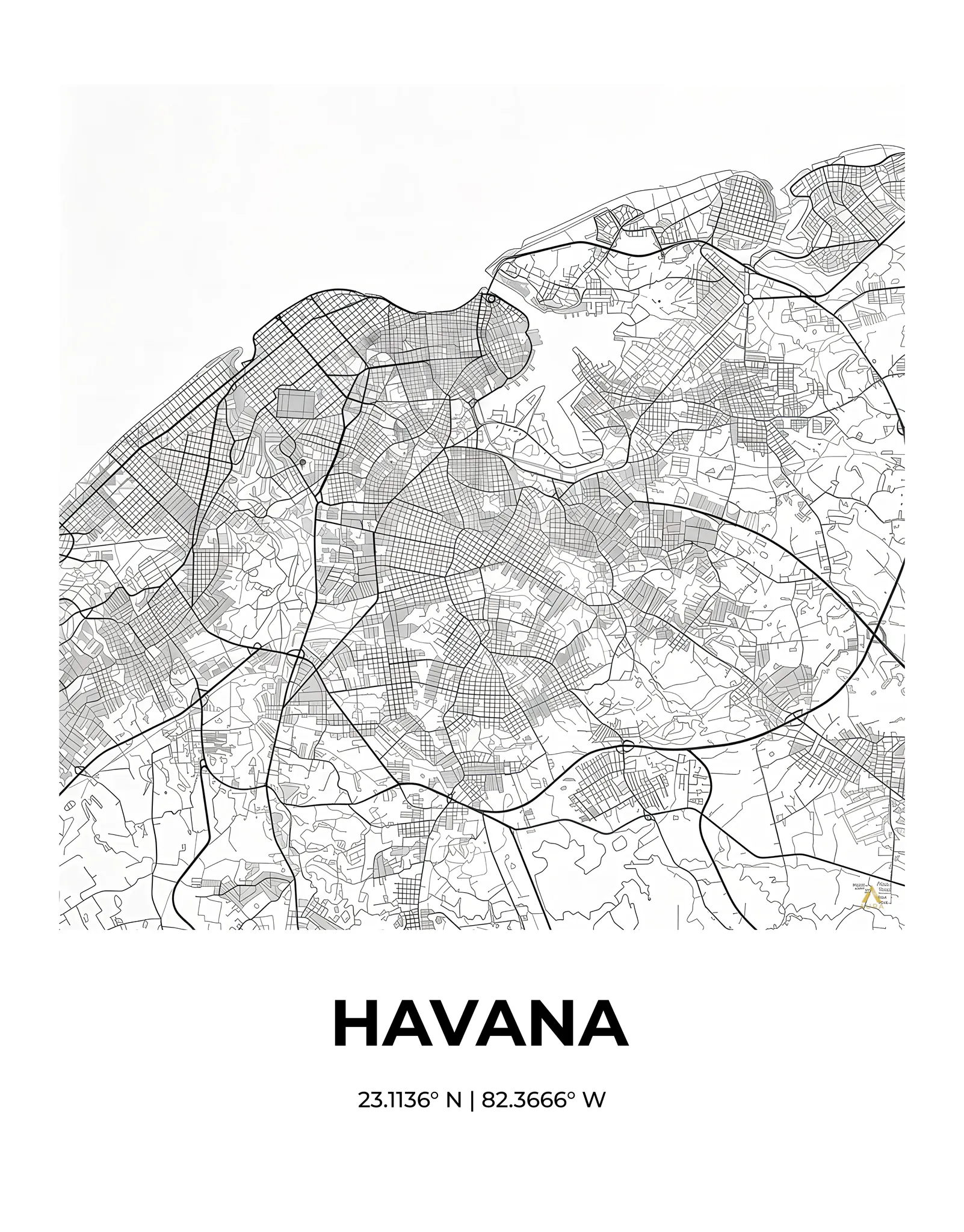 Havana | Map — Urban Sketch fine art print