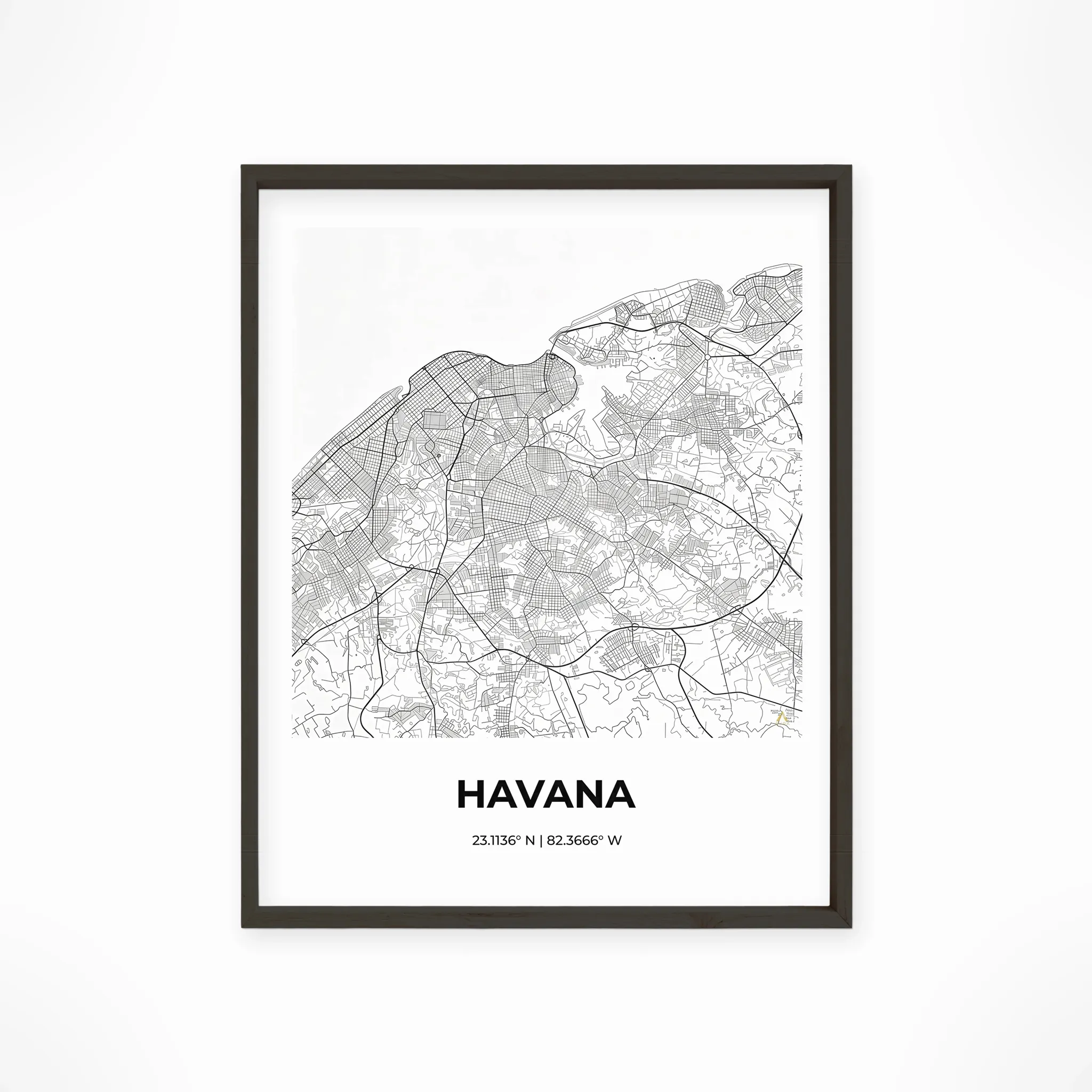Havana | Map — Urban Sketch framed fine art interior preview