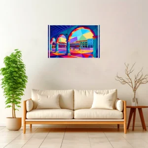 Havana | Plaza Vieja — Geometric Mosaic framed fine art interior preview