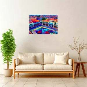 Havana | Plaza Vieja — Geometric Mosaic framed fine art interior preview
