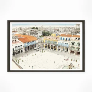 Havana | Plaza Vieja — Sumi-e Zen Ink framed fine art interior preview