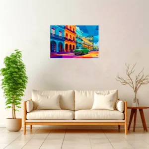 Havana | Street — Geometric Mosaic framed fine art interior preview