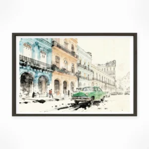 Havana | Street — Sumi-e Zen Ink framed fine art interior preview