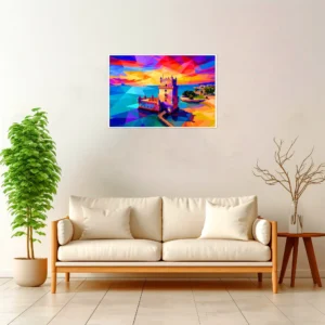 Lisbon | Belem — Geometric Mosaic framed fine art interior preview