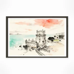 Lisbon | Belem — Sumi-e Zen Ink framed fine art interior preview