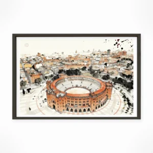 Madrid | Las Ventas — Sumi-e Zen Ink framed fine art interior preview