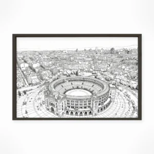 Madrid | Las Ventas — Urban Sketch framed fine art interior preview