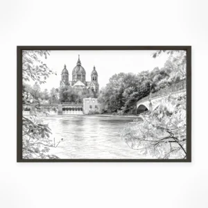 Munich | St. Lukas — Urban Sketch framed fine art interior preview