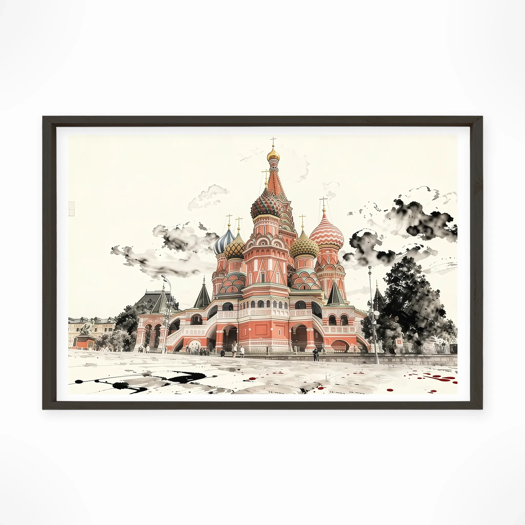 Moscow | Saint Basil — Sumi-e Zen Ink framed fine art interior preview