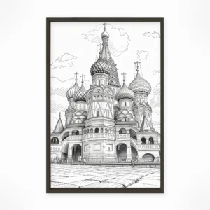 Moscow | Saint Basil — Urban Sketch framed fine art interior preview