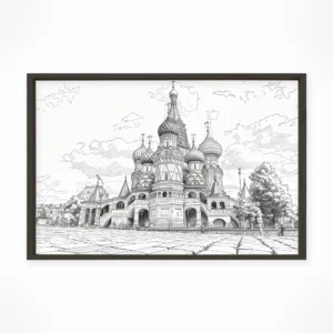Moscow | Saint Basil — Urban Sketch framed fine art interior preview