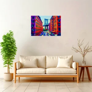 New York | Manhattan Bridge — Geometric Mosaic framed fine art interior preview