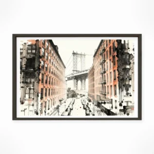 New York | Manhattan Bridge — Sumi-e Zen Ink framed fine art interior preview