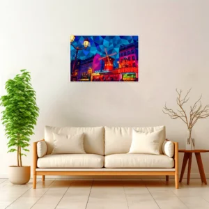 Paris | Moulin Rouge — Geometric Mosaic framed fine art interior preview