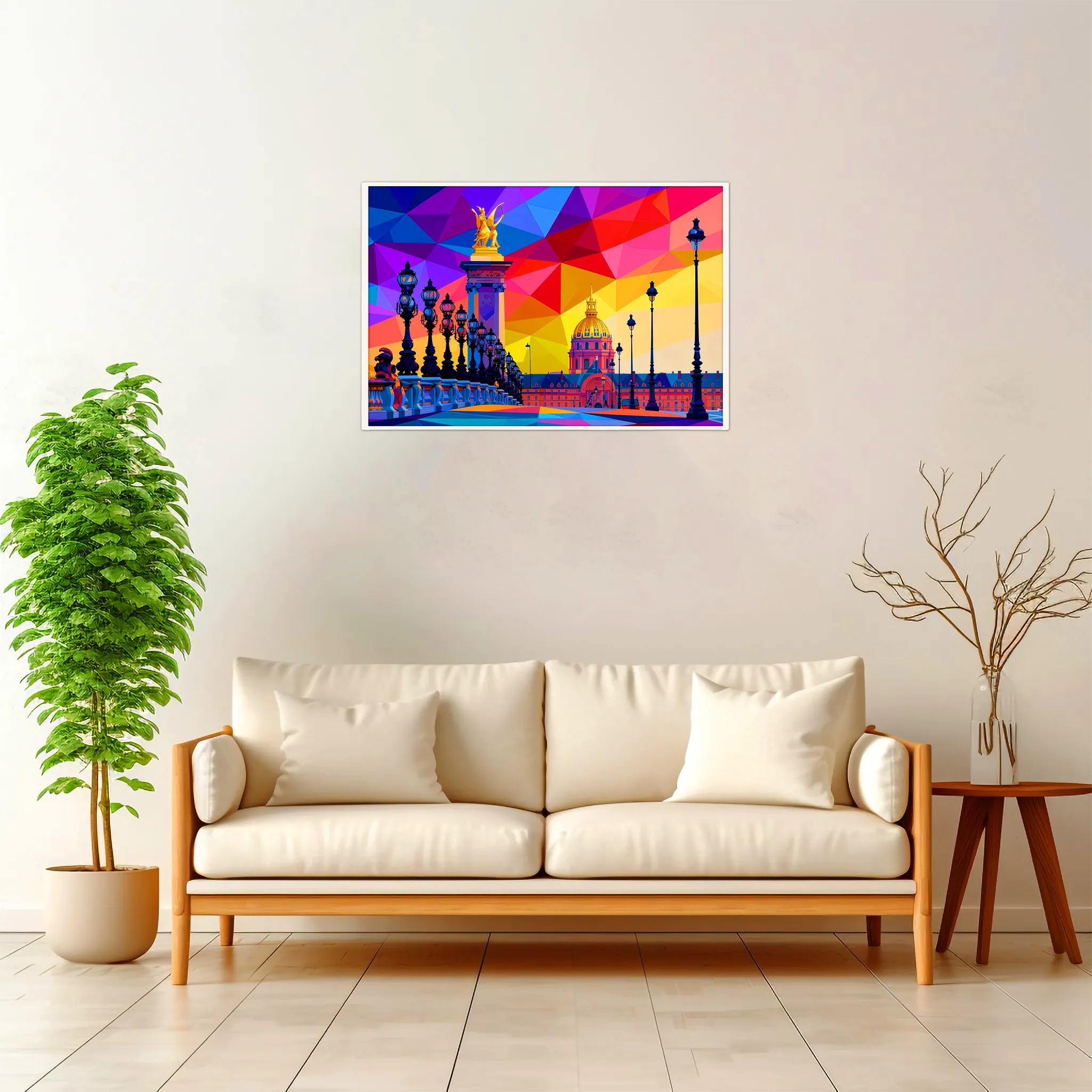 Paris | Pont Alexandre III — Geometric Mosaic framed fine art interior preview