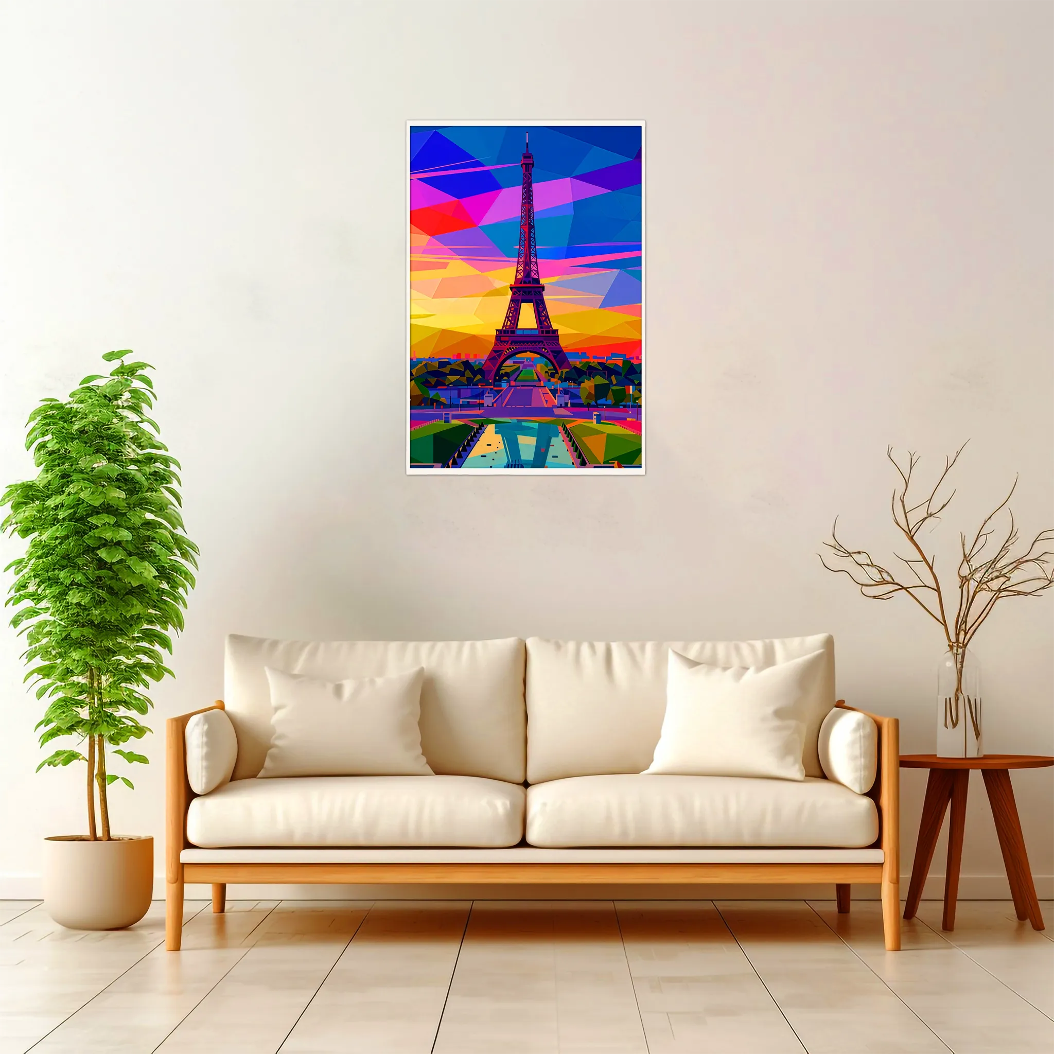 Paris | Eiffel Tower — Geometric Mosaic framed fine art interior preview