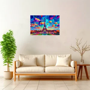 Paris | Eiffel Tower — Geometric Mosaic framed fine art interior preview