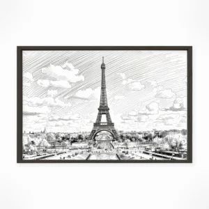 Paris | Eiffel Tower — Urban Sketch framed fine art interior preview