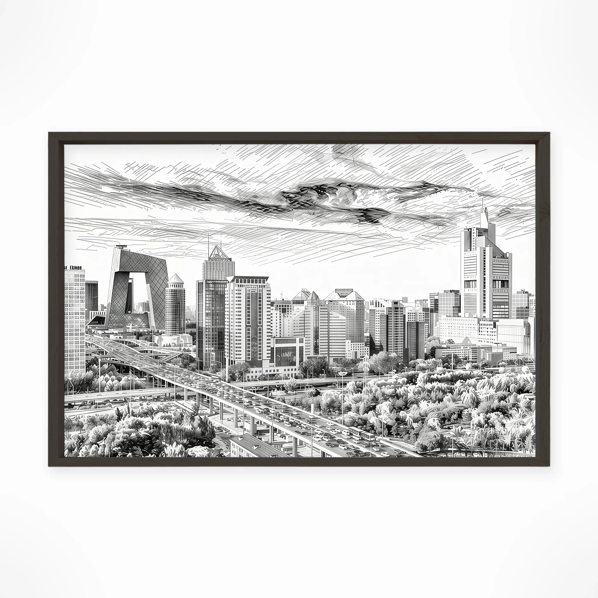 Beijing | Skyline — Urban Sketch framed fine art interior preview