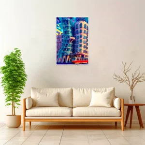 Prague | Dancing House — Geometric Mosaic framed fine art interior preview