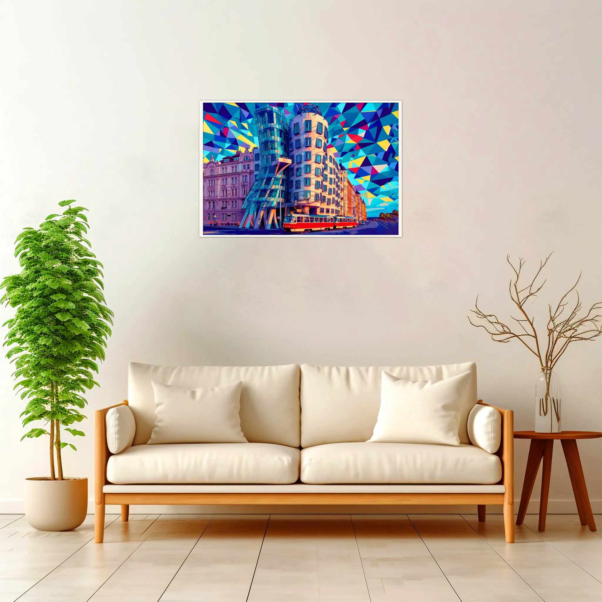 Prague | Dancing House — Geometric Mosaic framed fine art interior preview