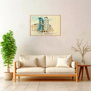 Prague | Dancing House — Japanese Tradition framed fine art interior preview
