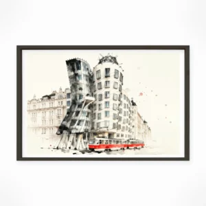 Prague | Dancing House — Sumi-e Zen Ink framed fine art interior preview