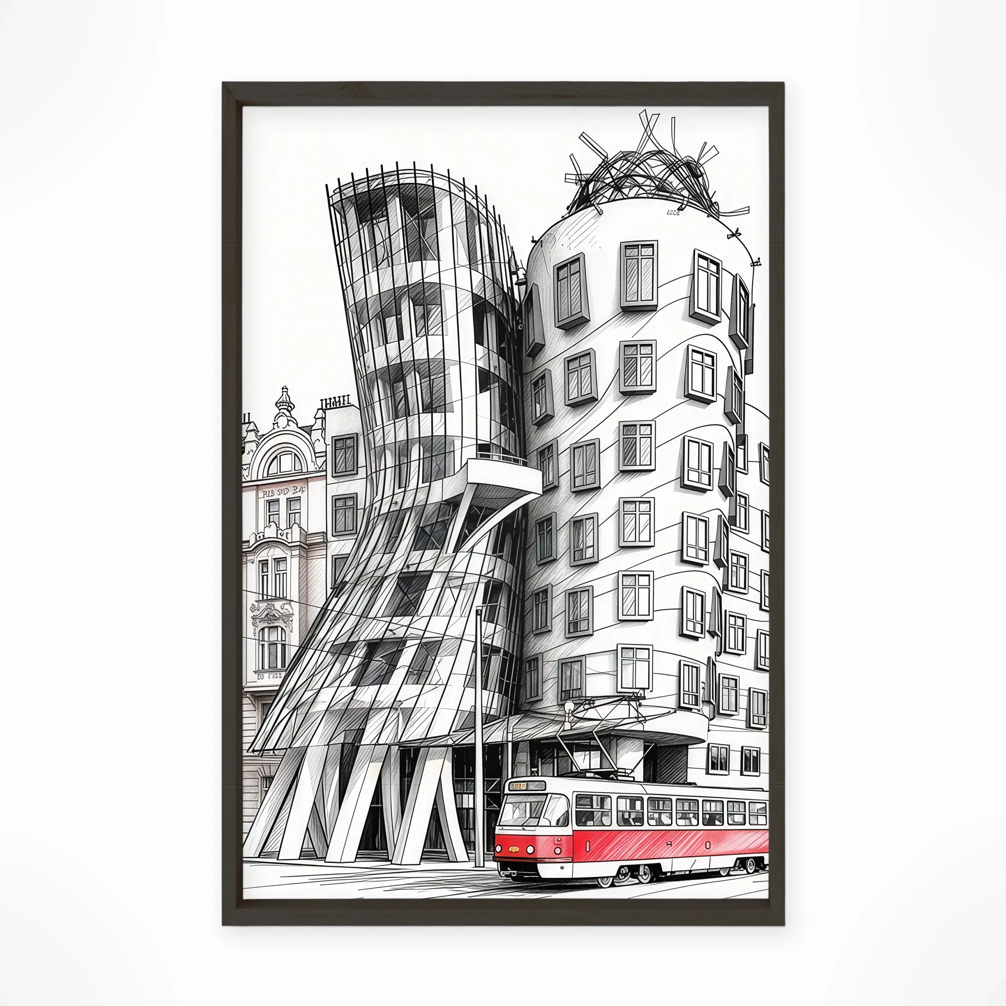 Prague | Dancing House — Urban Sketch framed fine art interior preview