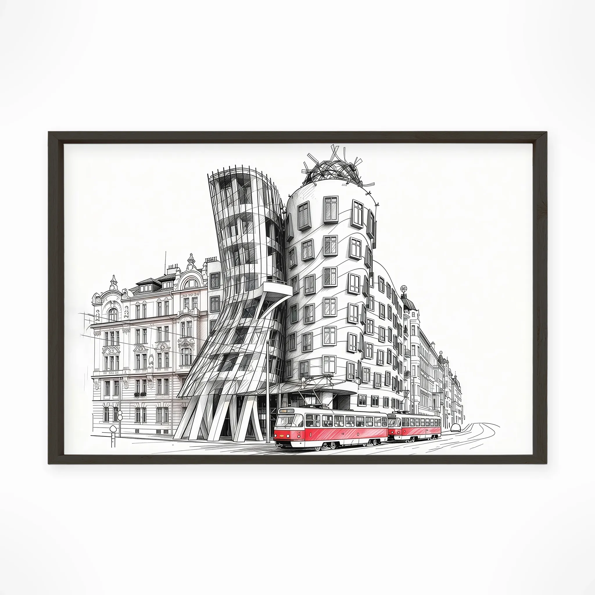 Prague | Dancing House — Urban Sketch framed fine art interior preview