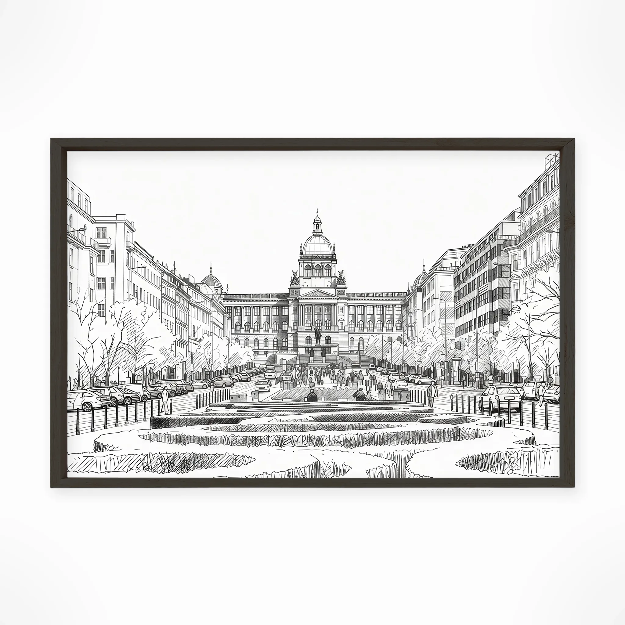 Prague | Wenceslas Square — Urban Sketch framed fine art interior preview