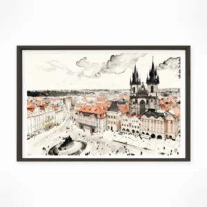 Prague | Tyn Cathedral — Sumi-e Zen Ink framed fine art interior preview