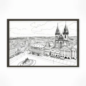 Prague | Tyn Cathedral — Urban Sketch framed fine art interior preview