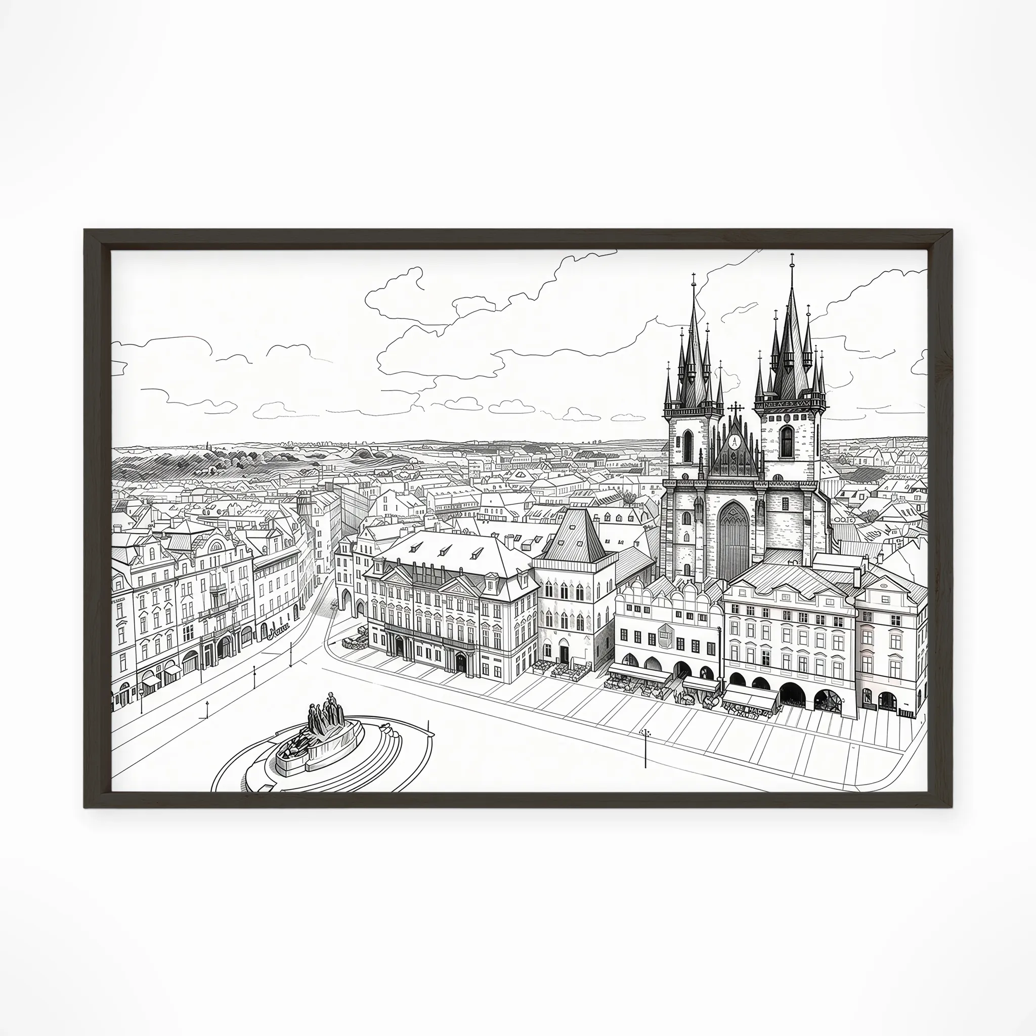 Prague | Tyn Cathedral — Urban Sketch framed fine art interior preview