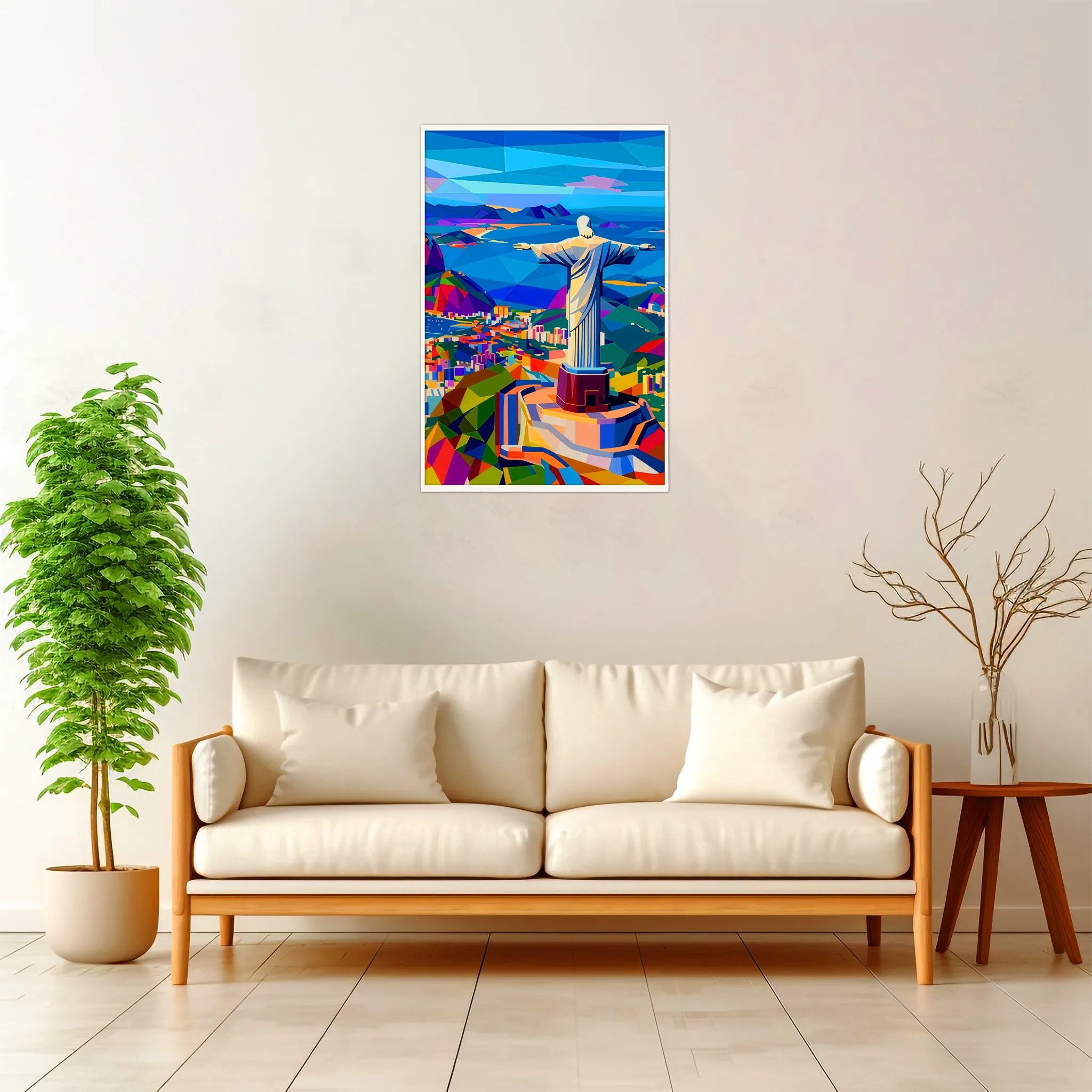 Rio De Janeiro | Christ the Redeemer — Geometric Mosaic framed fine art interior preview
