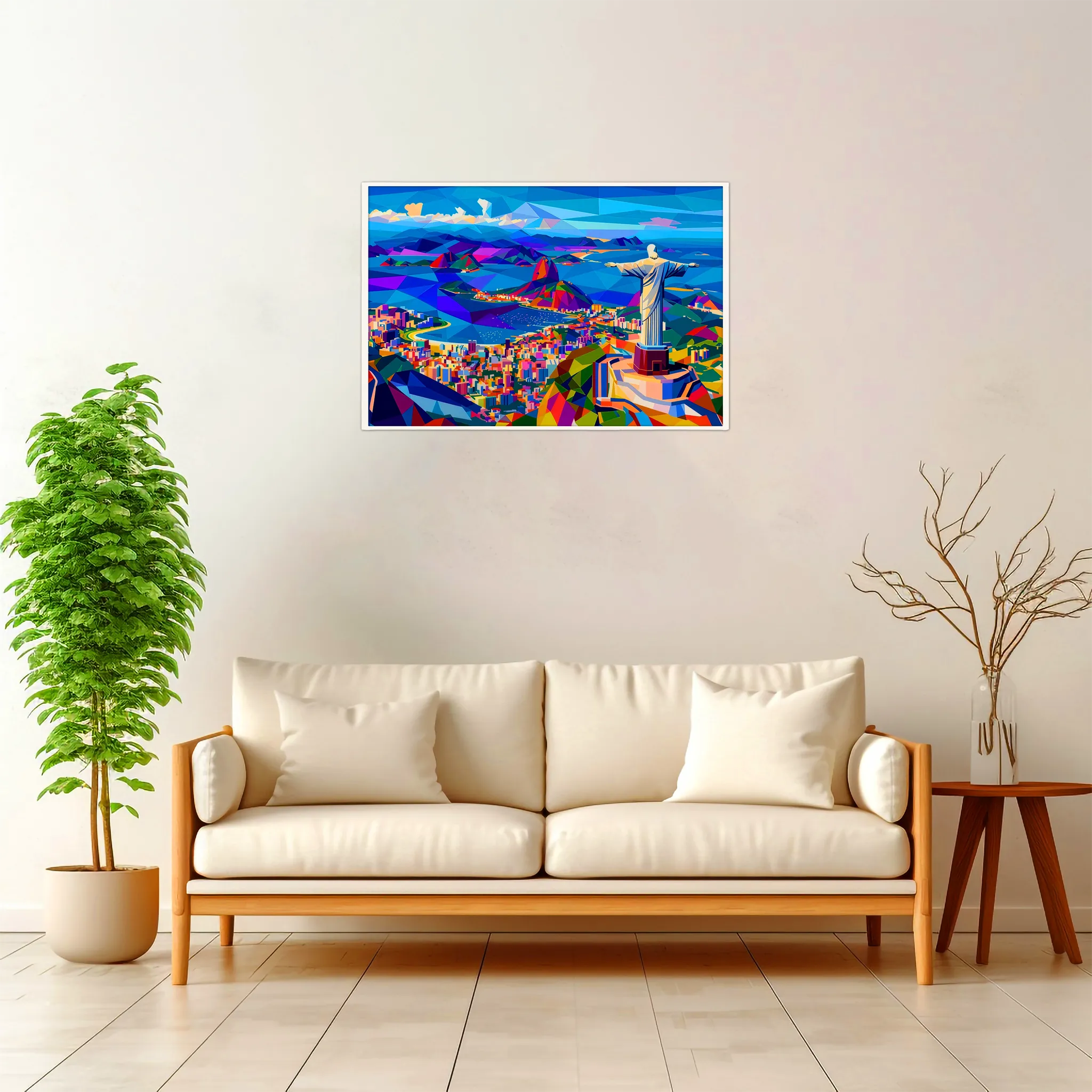 Rio De Janeiro | Christ the Redeemer — Geometric Mosaic framed fine art interior preview