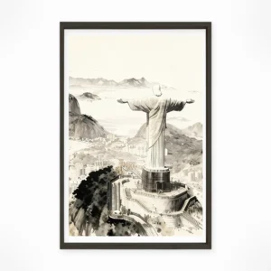 Rio De Janeiro | Christ the Redeemer — Sumi-e Zen Ink framed fine art interior preview
