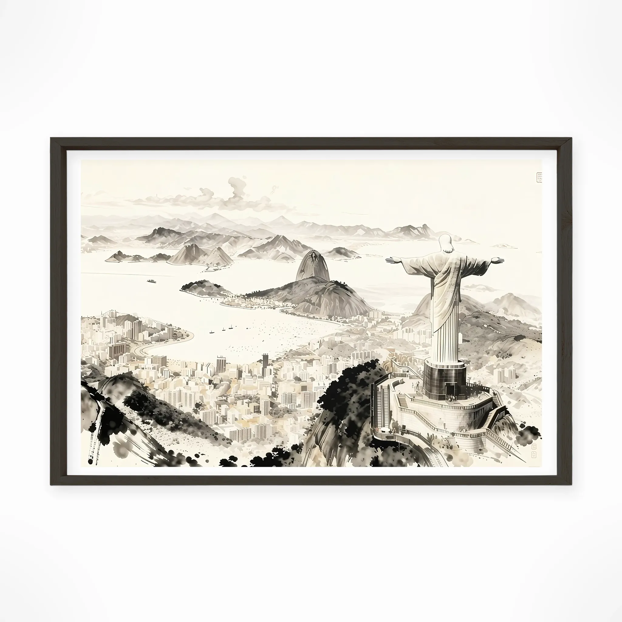 Rio De Janeiro | Christ the Redeemer — Sumi-e Zen Ink framed fine art interior preview